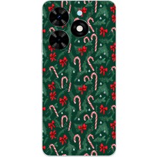 TechTree Tecno Spark Go 2024 Uyumlu Yılbaşı Çam Ağacı ve Baston Şeker Baskılı Silikon Kılıf