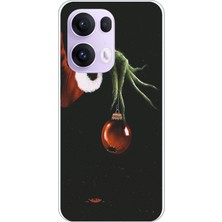 TechTree Oppo Reno 13 Pro Uyumlu Grinch Yeşil El ve Kırmızı Yılbaşı Topu Baskılı Silikon Kılıf