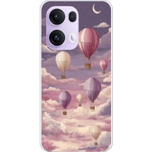TechTree Oppo Reno 13 Pro Uyumlu Mor Gökyüzü ve Uçan Balon Baskılı Silikon Kılıf