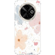 TechTree Tecno Spark 30C Uyumlu Pastel Soyut Çiçek ve Leke Desenli Baskılı Silikon Kılıf