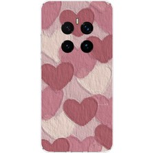 TechTree Honor Magic 7 Pro Uyumlu Pastel Gül Kurusu ve Pembe Kalpli Baskılı Silikon Kılıf
