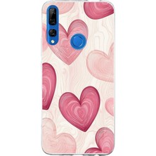 TechTree Honor 9x Uyumlu Çizgisel Pembe Kalp Baskılı Silikon Kılıf
