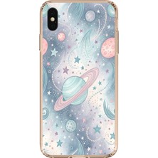 TechTree iPhone Xs Max Uyumlu Soft Renkli Gezegenler Baskılı Silikon Kılıf