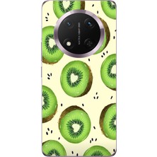 TechTree Honor Magic 7 Lite Uyumlu Yeşil Kivi Dilimleri ve Kalp Çekirdek Baskılı Silikon Kılıf
