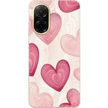 TechTree Redmi A5 Uyumlu Çizgisel Pembe Kalp Baskılı Silikon Kılıf