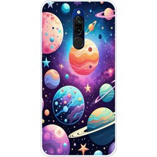 TechTree Redmi 8 Uyumlu Uzay, Gezegen ve Yıldız Desenli Baskılı Silikon Kılıf