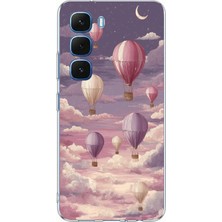 TechTree Infinix Hot 60-60I Uyumlu Mor Gökyüzü ve Uçan Balon Baskılı Silikon Kılıf