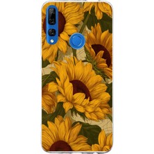 TechTree Honor 9x Uyumlu Altın Sarısı Ayçiçeği Bahçesi Baskılı Silikon Kılıf