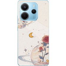 TechTree Redmi Note 14 4g Uyumlu Gezegen, Yıldız ve Gül Baskılı Silikon Kılıf