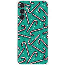 TechTree Samsung Galaxy A24 Uyumlu Yılbaşı Ruhu Baston Şeker ve Kar Taneli Baskılı Silikon Kılıf