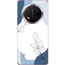 TechTree Honor Magic 7 Lite Uyumlu Mavi Huzur Şekiller ve Botanik Çizgiler Baskılı Silikon Kılıf
