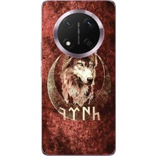 TechTree Honor Magic 7 Lite Uyumlu Göktürk Yazılı ve Bozkurt Desenli Baskılı Silikon Kılıf