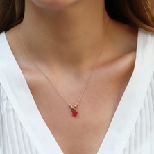 Necati Gün Doğaltaşlı Damla Rose Gold Gümüş Kolye