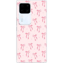 TechTree Vivo V30 Uyumlu Soft Pembe Fiyonk Desenli Baskılı Silikon Kılıf