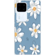 TechTree Vivo V30 Uyumlu Mavi Papatya Bahçesi Baskılı Silikon Kılıf
