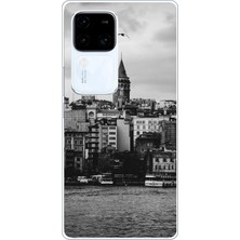 TechTree Vivo V30 Uyumlu Galata Kulesi ve Deniz Manzaralı Baskılı Silikon Kılıf