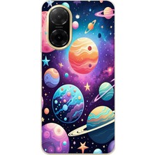 TechTree Redmi A5 Uyumlu Uzay, Gezegen ve Yıldız Desenli Baskılı Silikon Kılıf