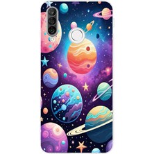 TechTree Huawei P30 Lite Uyumlu Uzay, Gezegen ve Yıldız Desenli Baskılı Silikon Kılıf