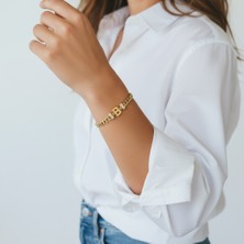 PIEDORA GOLD 14 Ayar B Harfi Altın Bileklik