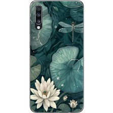 TechTree Samsung Galaxy A70 Uyumlu Yeşil Yapraklı Nilüfer ve Yusufçuk Baskılı Silikon Kılıf