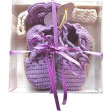 Pacco Baby El Örgüsü Lila Çiçek Saç Bandı & Espadril Set