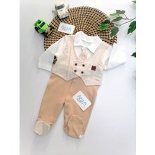 Nano Cepken Yelekli Sütlü Kahve Erkek Tulum Sütlü Kahve - 6-9 Ay