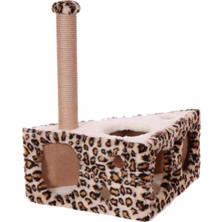 Feyza Design Kedi Tırmalama Platformu Peynir Leopar Desen 67 Cm, Rahat ve Eğlenceli Kullanım
