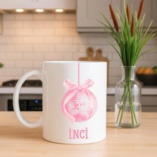 Need Shops Isme Özel Pembe Disko Topu Baskılı Porselen Kupa