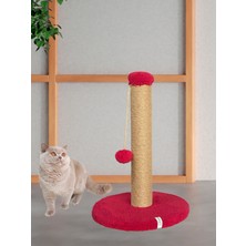 Feyza Design Yuvarlak Ponponlu Kedi Tırmalama Direği 52 Cm, Eğlenceli ve Renkli Tasarım