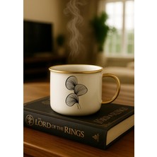 Need Shops Yelpaze Baskılı Yaldızlı Porselen Kupa