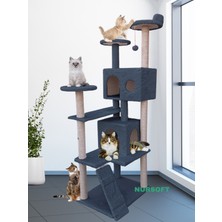 Feyza Design Renkli Kule Kedi Evi ve Tırmalama Platformu, Eğlenceli ve Dayanıklı