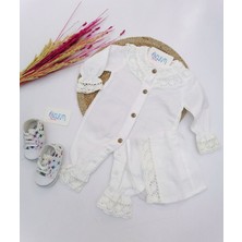 Yakası Dantel Işleme Müslin Tulum 9-12  Ay