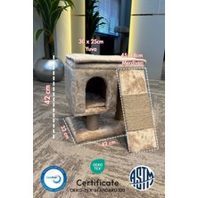 Feyza Design Rahat ve Eğlenceli Kedi Tırmalama, Yuvalı, Merdivenli ve Minderli Alan