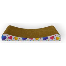 Feyza Design Karton Kedi Tırmalama Puff, Kalp Desenli, 43,5X21X6CM