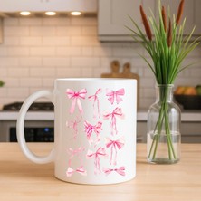 Need Shops Pembe Fiyonk Baskılı Porselen Kupa