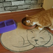 Feyza Design Kedi Paspası Tuvalet Mama Kum Önü, Kaymaz, Jüt Kumaş, 45X60 cm