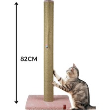 Feyza Design 82CM Lüx Tırmalama Tahtası, Catnipli Jüt ve Pembe Minder Yüzey