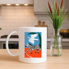 Need Shops Zebra ve Kuş Baskılı Porselen Kupa