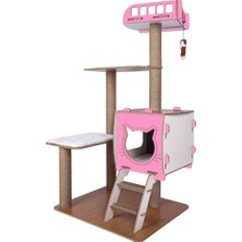 Feyza Design Katlı Kedi Evi Tırmalamalı, Renkli ve Eğlenceli Tasarım