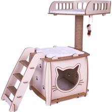 Feyza Design Yumuşak Yataklı Xl Kedi Evi ve Tırmalama Alanı, Konforlu Oyun ve Dinlenme
