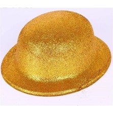 TE Dükkan Altın Renk Yuvarlak Simli Plastik Parti Şapkası