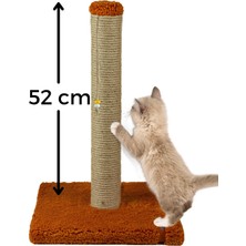 Feyza Design 52CM Lüx Jüt Tırmalama Tahtası, Catnipli ve Turuncu Minderli