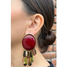 Nunu Takı Bordo Büyük Küpe