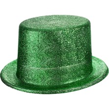 TE Dükkan Yeşil Renk Parıltılı Simli Fötr Silindir Parti Şapkası