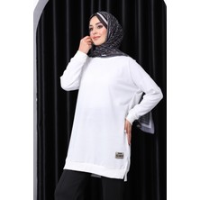 İmaj Butik Ekru Bisiklet Yaka Armalı Tunik