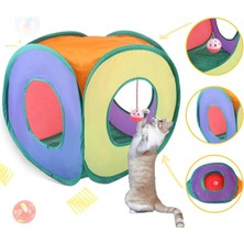 MyWareHouse Kare Model Kedi Oyun Tüneli Içerisinde Toplu Gökkuşağı Renkli 40CM x 40CM MY349