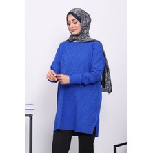 İmaj Butik Saks Mavi Soğuk İplik Merserize Triko Tunik