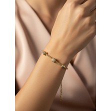 Toka Delisi Zirkon Taşlı Gold Bileklik
