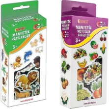 TE Dükkan 2'li Buzdolabı Manyetik Hayvanlar Meyveler ve Sebzeler Magnet - Bultak Şablonu