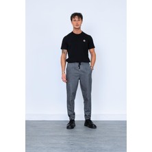 Antrasit  Beli Lastikli Kaşe Jogger